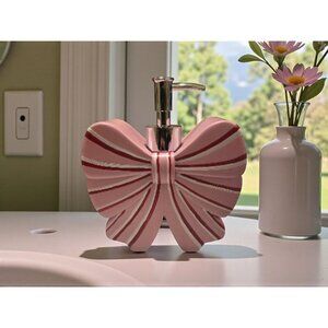 New Christmas Red PINK White Stripped Peppermint Bow Soap Dispenser Decoration